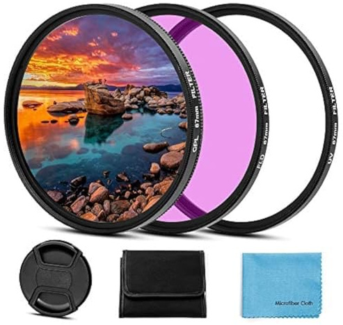 Kit de filtro de 72 mm Universal UV CPL FLD Filtro de protección UV Filtro polarizador circular Filtro fluorescente con tapa de lente Reemplazo para Canon Nikon Sony Pentax Olympus Fuji Cámara