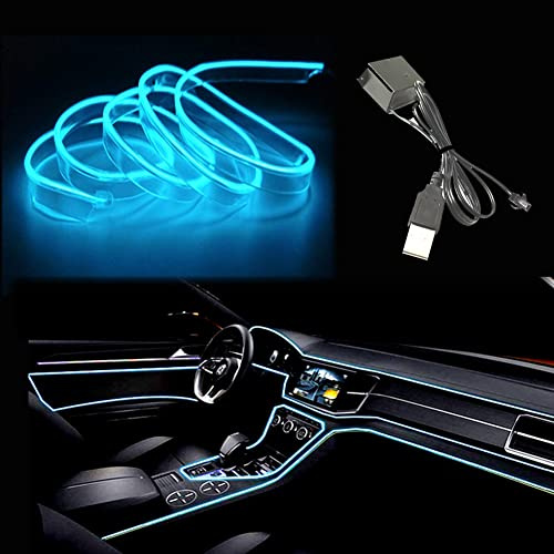 Balabaxer 3M USB-Lichtkabel, Neonlicht Eisblau 5 V mit Seitenbreite 6 mm, mit Sicherungsschutz, verwendet für die Innenausstattung des Autos