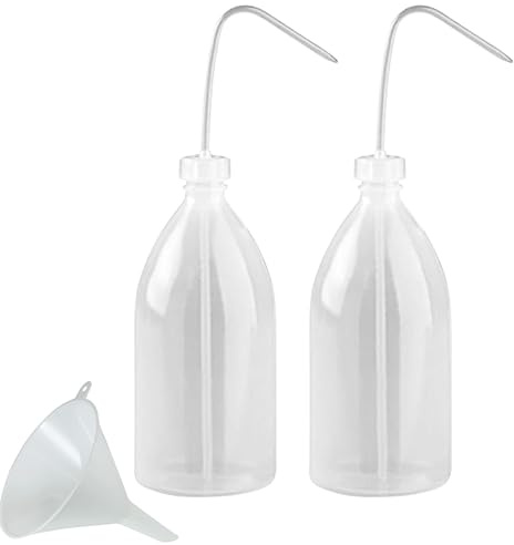 mikken 2 x Spritzflasche 1000 ml Laborflasche Waschflasche aus Kunststoff - made in Germany - inkl. Einfülltrichter