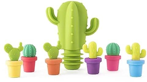 Segnabicchiere Silicone 7pcs Silicone Party Bicchiere da Vino Marker Charms Bicchiere di identificazione Etichette for Tazze Tag Segni Bottiglia Tappo for Vino