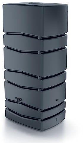 Wassertank Aqua Tower 650L | 57,3 x 77,5 x 165 cm | 4 Befestigungspunkte | inklusive Wasserhahn und Wasserauffangsystem | Gartentank | Farbe Schwarz Modernes Design