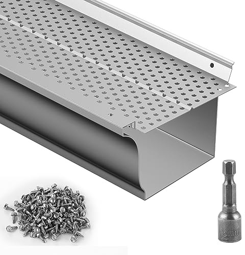 VEVOR Gutter Guard, 5 inch Width, Aluminum Leaf Filter DIY Gutter Cover, 52 PCS 208 ft Total Length, 0.157'' Hole Diameter & 0.02'' Thick Fits Any Roof or Gutter Type