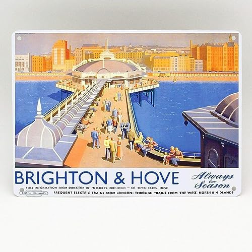 BRIGHTON AND HOVE SOUTHERN RAILWAY POSTER METAL SIGN BRITISH RAIL TRAVEL METAL TIN SIGN 8x12 inches