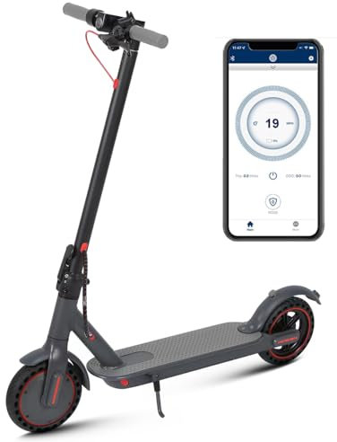 Patinete Eléctrico para Adultos, Motor de 350W, Alcance de 25 km, Velocidad Máxima de 25 km/h, Neumático Macizo de 8.5, Pedal Ancho, Sistema de frenado Doble y Control por aplicación