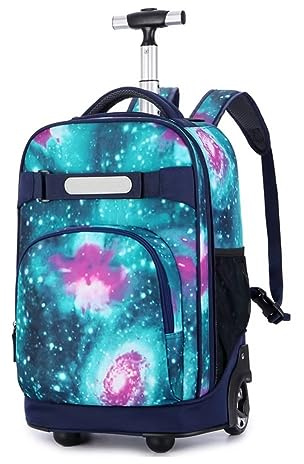 FEEIMOL Trolley Rucksack Schulranzen mit Rollen für Mädchen Jungen Schulrucksack Trolley für Schulreisen, Grün