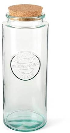 Re-Generation Glassware Tall Jar with Cork Lid (6pcs), 1.4L, 100% Recycled
