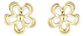 KnSam Ohrstecker Gold 375 9K, Hohl Blumen Ohrringe Damen Gelbgold Au750 Ohrringe Jugendstil Echt Goldschmuck