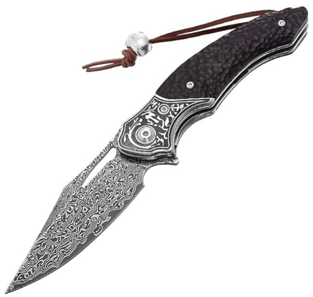TABKER Hackmesser Hackbeil Messer Chinesisches Kochmesser Damast Hackmesser Klappmesser Griff Camping Survival Outdoor -Werkzeuge Taschenmesser, 262