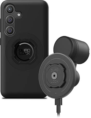 QUAD LOCK Lüftung Handyhalterung fürs Auto mit MAG-Kabelloser Ladekopf V2 und MAG-Hülle für Galaxy S24