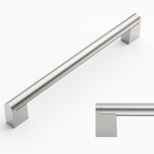 Amerdeco 5 Stück Möbelgriffe Edelstahl Gebürsteter Nickel 256mm Lochabstand Schrankgriffe für Küche, Schubladen & Kleiderschrank UK0038