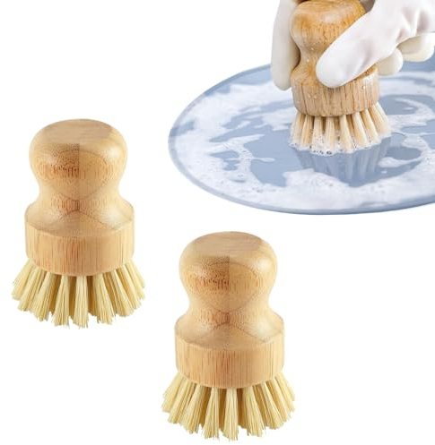 NICKLIN Cepillo Fregar Platos,2 Unidades Cepillo de Madera para Setas Verduras,Cepillos de Limpieza Champiñones Kit Limpieza Duradero para Limpiar Ollas,Sartenes y Verduras