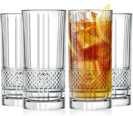 Barski Verres Highball européens en cristal – Passe au lave-vaisselle – Verres pour eau, jus, vin, bière et cocktails – Convient pour un usage quotidien et des occasions spéciales – Cadeau idéal – Lot