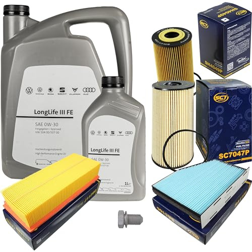 Inspektionspaket Wartungspaket Filterset mit 6 L 0W-30 Motoröl LongLife 3 FE, Ölfilter Luftfilter Kraftstofffilter Innenraumfilter Ölablassschraube