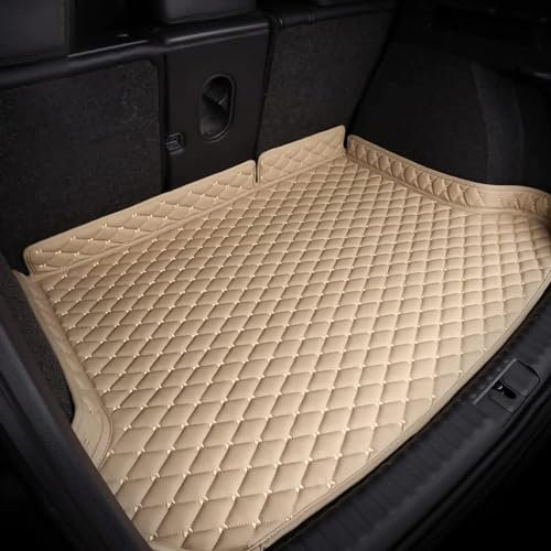 Auto Kofferraum Schutzmatte für Mazda 6 GJ Limousine 2013-2021, Leder Kofferraummatten Langlebiges rutschfest Cargo-Liner Kofferraumwanne Interieur Zubehör,E/Beige