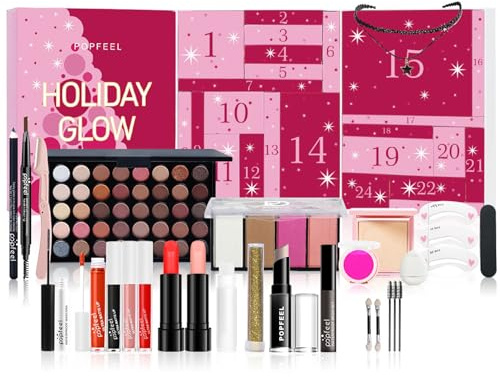 Adventskalender Frauen,24pcs Christmas Makeup Box, Adventskalender Beauty,Anticipation of Christmas with 24 Beauty Moments,Gift Set with Full Makeup Pieces