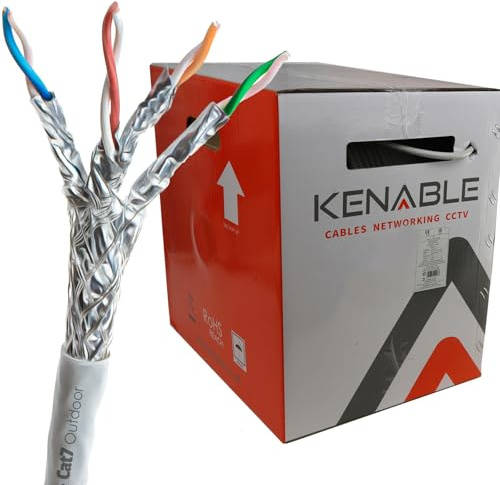 kenable External CAT7 Ethernet Cable Shielded S/FTP Outdoor Copper Network 305m Reel White