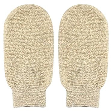 FSSTUD Hanf-Peeling-Handschuh, Körperreinigungshandschuhe, Bade-Peeling-Handschuhe, abgestorbene Haut, Leinen, Duschhandschuhe, Spa, Massage-Handschuh für Männer und Frauen, 2 Stück
