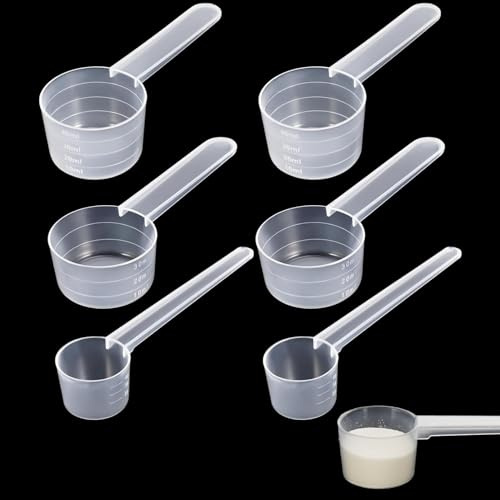 Lot de 4 cuillères doseuses, cuillères doseuses, doseur de poudre à laver, doseur de poudre à laver, 5 g, 15 g, 20 g, cuillères doseuses en plastique, cuillères, pour lait en poudre, poudre de