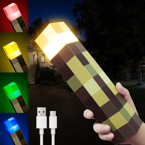 AVCXEC Lampada da parete, torcia 3D Craft, luce notturna 4 colori, 28 cm, ricaricabile USB, per giocattoli e regali