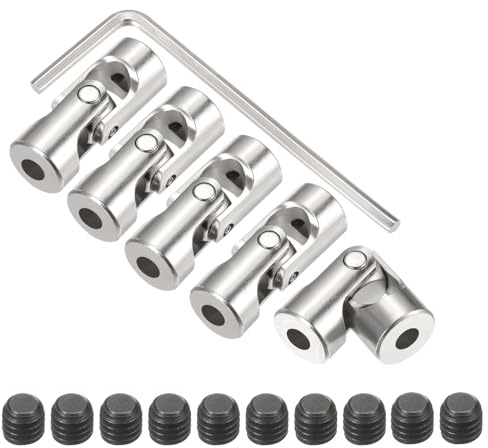 MECCANIXITY 5Pcs 4mm to 4mm ID Steering Universal Joint Shaft Coupling,L23XD9 Metal 45°Degree Rotatable Joints Coupler with Screws Wrench Set for Model Car Ship Drive Shaft Motor Connection