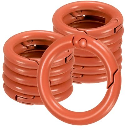 M METERXITY 12-Pack Anelli A Molla Metallici, 5/8 Fibbia Per Portachiavi In Lega Di Zinco [Arancio Scuro]