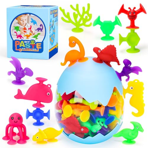 Badespielzeug ab 1 2 3 Jahre: 40 Pcs Badewannenspielzeug Saugnapf Spielzeug Kinder Sensorik Wanne Saugnapf Spielzeug Baby Saugnapf Spielzeug Beschäftigung Autofahrt Kinder 4 5 6 Jahre