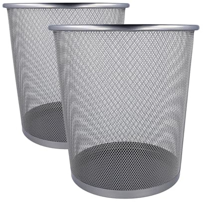 Westcott Papierkorb Mesh Silber (2er-Set) | 2 x Mülleimer aus Drahtgeflecht mit 13 Liter Fassungsvermögen | Abfalleimer für Büro, Homeoffice oder Haushalt | E-744607 00