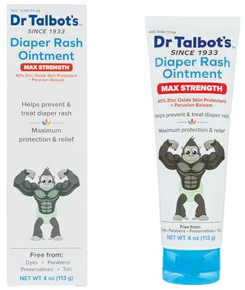 Dr. Talbot's Maximum Strength Diaper Rash Ointment - 4 oz - Zinc Oxide Skin Protectant with Peruvian Balsam - Treats and Prevents Rash