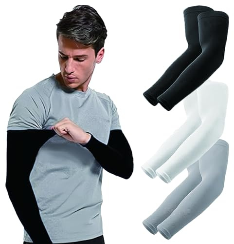 ARYIMYDP 3 paia Manicotti Braccia Sleeves Uomo Donna, Copripicc Manicotto Braccio Anti-UV, Leggeri e Traspiranti, per Donna e Uomo, Ciclismo, Golf, Ciclismo