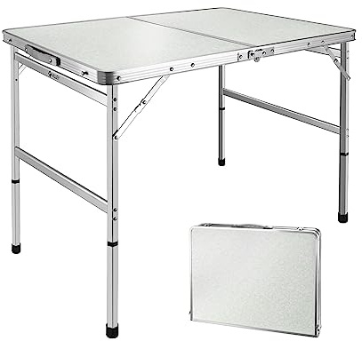 Portable Folding Dining Table for Outdoor Use - Adjustable Height Aluminum Alloy Picnic Table for RV Garden Camping and Backpacking - Ideal for 4-6 People