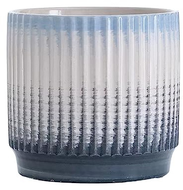 Maceta grande de cerámica, diseño de línea simple, color degradado, para suculentas y plantas verdes, ideal para sala de estar y balcón, macetas cilíndricas elegantes