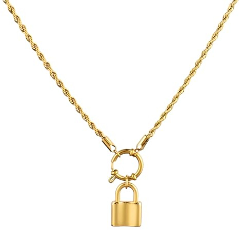 NBYGSC Lock Necklace For Women And Men, 925 Sterling Silver Lock Heart Necklace Pendant Twist Chain Choker Necklace, Padlock Necklace For Women, Lock Chain Necklace, Lock Necklace Men