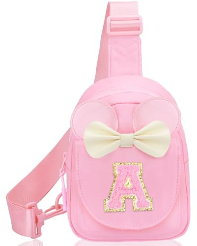 Girls Birthday Gifts for Kids - Initial Pink Small Sling Bags for Girl Fanny Pack Belt Bag for Personalized Crossbody Bags Purse for Kids Daughter Sister Little Girl Gifts Pink A