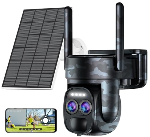 4K Camera Surveillance WiFi Exterieure sans Fil avec Double Objectif/Solaire Caméra/batterie,360° PTZ Caméra Interieure,Suivi automatique,Nocturne Couleur,Sirène,Audio Bidirectionnel,PIR&Détection ﻿