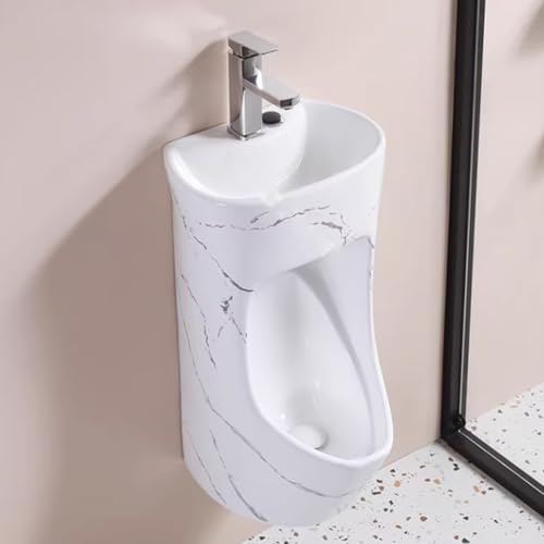 Urinoir mural pour homme peu encombrant avec lavabo et robinet – Capteur d'onde de pression anti-odeur – Solution de toilette compacte pour adulte pour un usage domestique et commercial