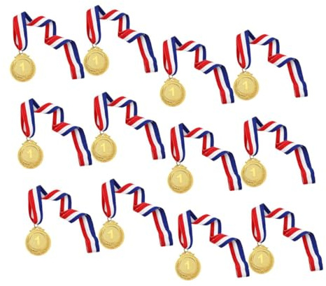 Mikinona 12 Stück Teiliges Goldene Medaillen für Sportwettbewerbe und Schulveranstaltungen Langlebige Auszeichnungsspielzeug als Belohnung und Andenken für Wettbewerbe
