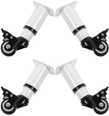 KOMBIUDA 4 Piezas Patas Metálicas Ajustables para Muebles con Ruedas Giratorias para Sofá Armario y Mesa Duraderas y Fáciles de Instalar Resistentes al Óxido