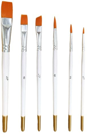 6 Pcs Cake Decorating Paint Brushes Set, Pastry Brush, Nylon Bristles with Wooden Handles, Cookie and Pastry Detail Brushes for Edible Color, Dusting Glitter, Basting and DIY Decorating