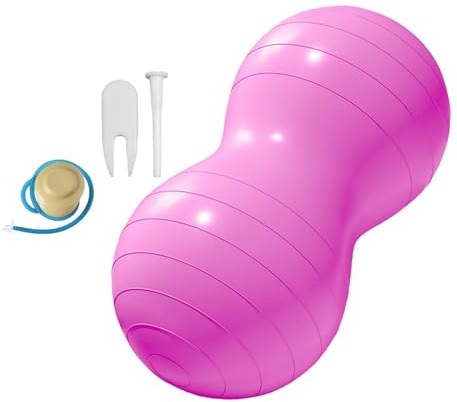 Hellery Palla con Pompa, Palla da Equilibrio Portatile E Palla da Esercizio Seduta per Adulti per Rafforzare I Muscoli, Rosa Rossa