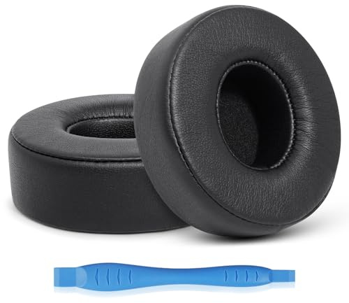 GEVO EarPads for Beats Solo 2 & 3 Wireless On-Ear Headphones(Black) | Protein Leather & Memory Foam Cushions, Easy Install with Tools & Guide Included, Durable Adhesive Backing, Secure Fit
