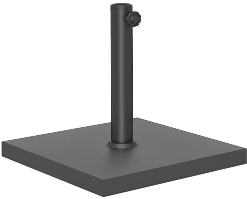 Outsunny Pied de Parasol, Socle Parasol extérieur en Béton 18 kg, pour mât de Ø 38-48 mm, pour Jardin Patio terrasse, 44 x 44 x 30 cm, Noir