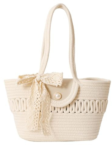 Youlity Damen Tote Bag Shopper Strohtasche Sommer Strandtasche Gehäkelte Gewebte Tasche Korbtasche Handtaschen Geflochten Schultertasche für Strand Reisen Urlaub Einkaufen Pick