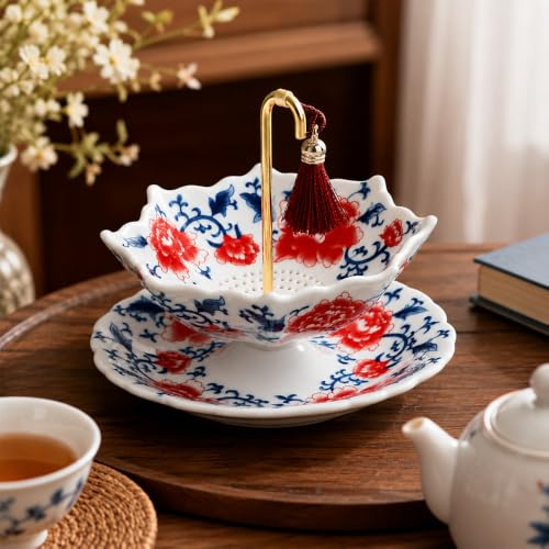 Infusor de Te, HOVCEH Umbrella Tea Infuser con Malla fina, infusionador de Cerámica, Colador Te Paraguas, Filtro Infusiones Tradicional Chino para Ceremonias del Té
