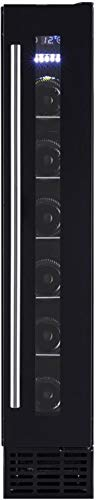 Amica AWC150BL Freestanding Wine Cooler, 6 bottle capacity, 15cm wide, Black Glass Door