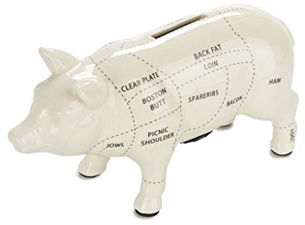 Balvi Hucha Cuts of Pork Color Blanca Hucha Cerdito 20 cm Diseño Cerdo carnicería Gran Capacidad Huch