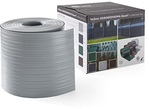 Quest Tiras de protección visual para vallas dobles de PVC rígido, protección visual contra el viento, para valla, jardín, balcón, terraza, altura: 19 cm, longitud: 2,525 m, 900 g/m2 (1 tira x 2,525