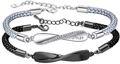 Pulseras Infinitas para Parejas - A Juego para Novio y Novia, Relación a Larga Distancia, para Él y Ella - Regalos del Día de San Valentín para Mujeres, Hombres, Amantes, 2