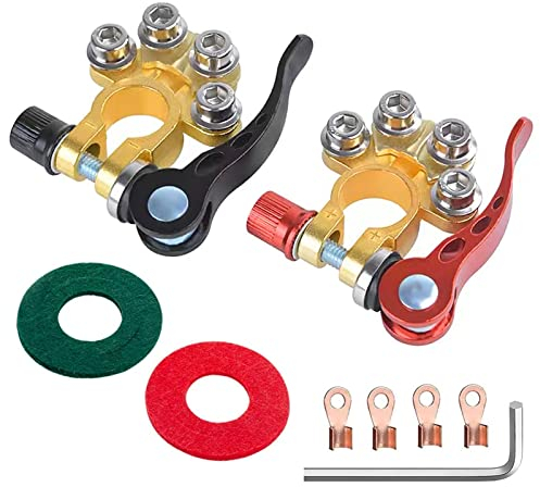 2 Pezzi Connettore del Terminale della Batteria 4 Vie Morsetti Morsetti Batteria Auto Sgancio Rapido Morsetti per Batteria Auto per Auto, Moto, Furgoni, Roulotte