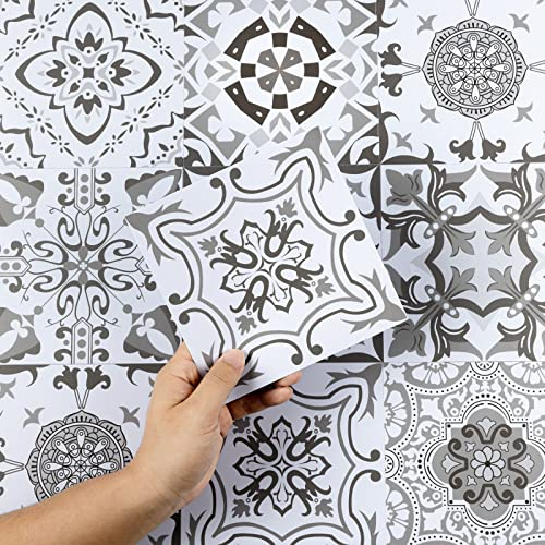 Hode 24 Pezzi Adesivi per Piastrelle, Mosaico Piastrelle Adesive Muro, Mattonelle Adesive, Paraschizzi Adesivo, Cucina Bagno PVC Impermeabile (15x15cm Bianco)