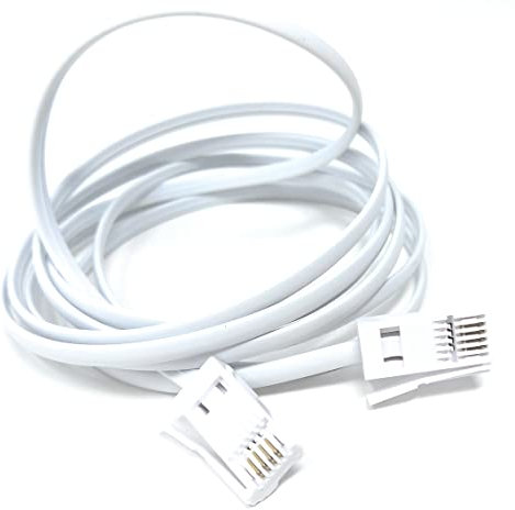 DRUT 2m BT to BT 4 Wire 431A Male to Male Plug Telephone Flat Cable Lead 6.5ft White
